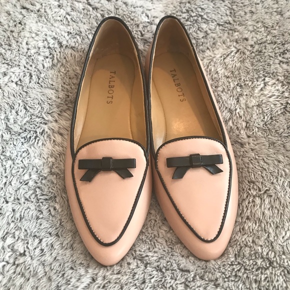 Talbots Pink Point Toe Loafers with Bow - Picture 2 of 4